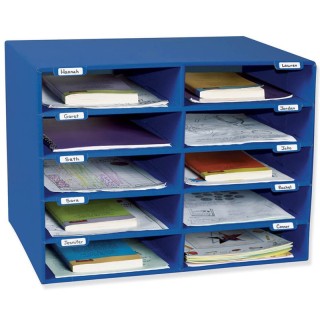 Classroom Keepers® Mailbox, 10-Slot, Blue, 16-5/8"H x 21"W x 12-7/8"D