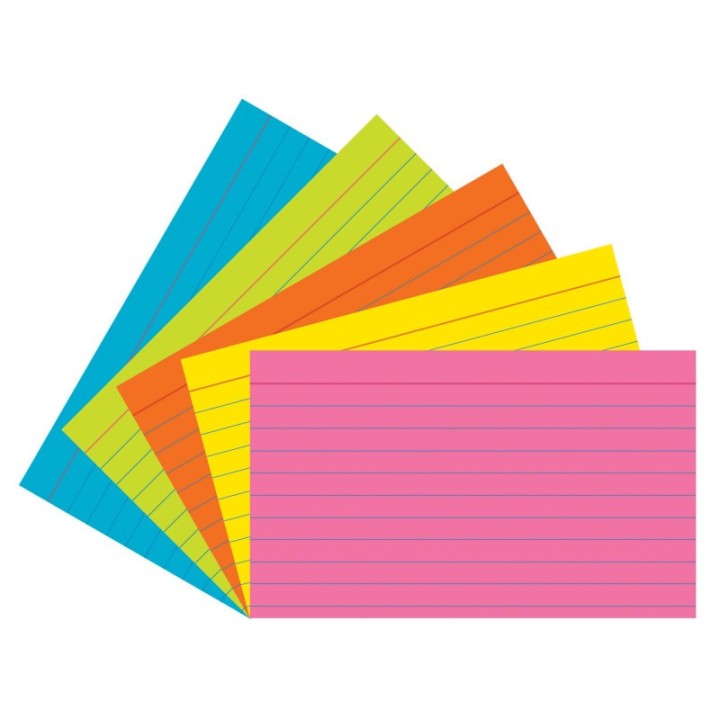 Pacon® Index Cards, 5 Super Bright Assorted Colors, Ruled, 1/4" 3" x 5", 75 Cards