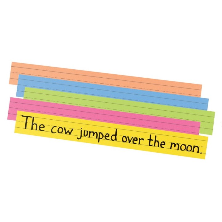Pacon® Super Bright Sentence Strips, 5 Assorted Colors, 1-1/2" Ruled 3" x 24", 100 Strips