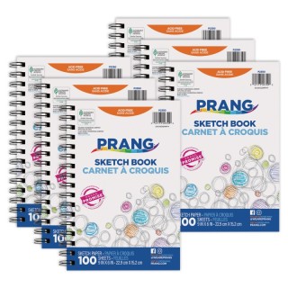 Prang® Sketch Book, Lightweight, 9" x 6", 100 Sheets, Pack of 6