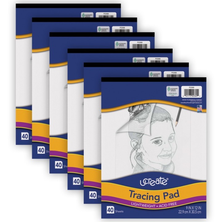 UCreate® Tracing Pad, White, 9" x 12", 40 Sheets, Pack of 6