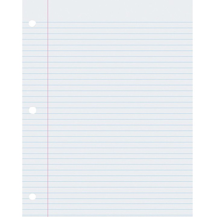 Pacon® Composition Paper, White, 3-Hole Punched, Red Margin, 9/32" Ruled, 8-1/2" x 11", 500 Sheets