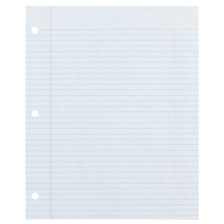 Ecology® Recycled Filler Paper, White, 3-Hole Punched, 9/32" Ruled w/ Margin 8-1/2" x 11", 500 Sheets