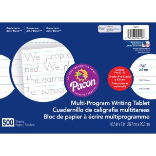 Pacon® Multi-Program Handwriting Paper, 1-1/8" Ruled (Long Way), White, 10-1/2" x 8", 500 Sheets