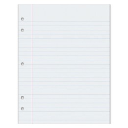 Pacon® Composition Paper, White, 5-Hole Punched, Red Margin, 3/8" Ruled, 8" x 10-1/2", 500 Sheets