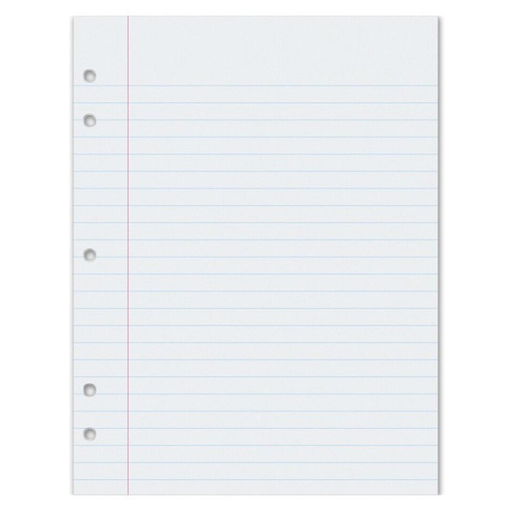 Pacon® Composition Paper, White, 5-Hole Punched, Red Margin, 3/8" Ruled, 8" x 10-1/2", 500 Sheets