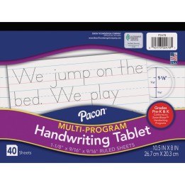 Pacon® Multi-Program Handwriting Tablet, Zaner-Bloser, 1-1/8" x 9/16" x 9/16" Ruled Long, 10-1/2" x 8", 40 Sheets