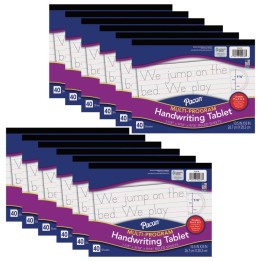 Pacon® Multi-Program Handwriting Tablet, Zaner-Bloser, 1-1/8" x 9/16" x 9/16" Ruled Long, 10-1/2" x 8", 40 Sheets, Pack of 12