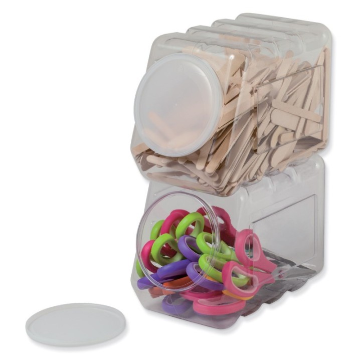 Pacon® Interlocking Storage Container With Lid, Clear, 5-1/2" x 9-1/2" x 6-3/4"