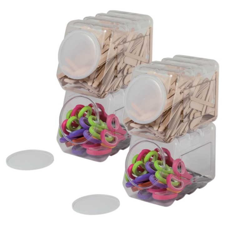 Pacon® Interlocking Storage Container With Lid, Clear, 5-1/2" x 9-1/2" x 6-3/4", Pack of 2