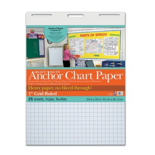 Pacon® Heavy Duty Anchor Chart Paper, Non-Adhesive, White, 1" Grid Ruled 24" x 32", 25 Sheets