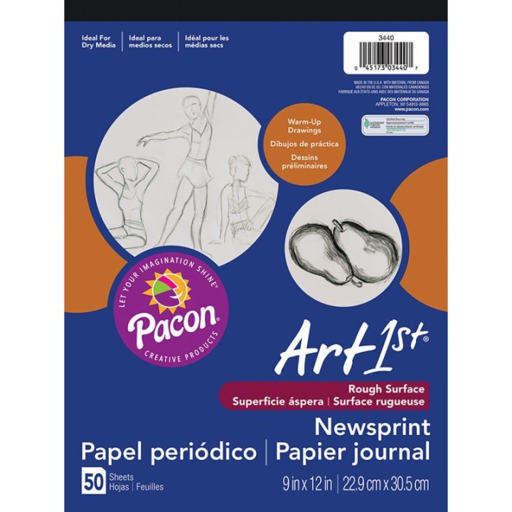 UCreate® Newsprint Pad, White, 9" x 12", 50 Sheets