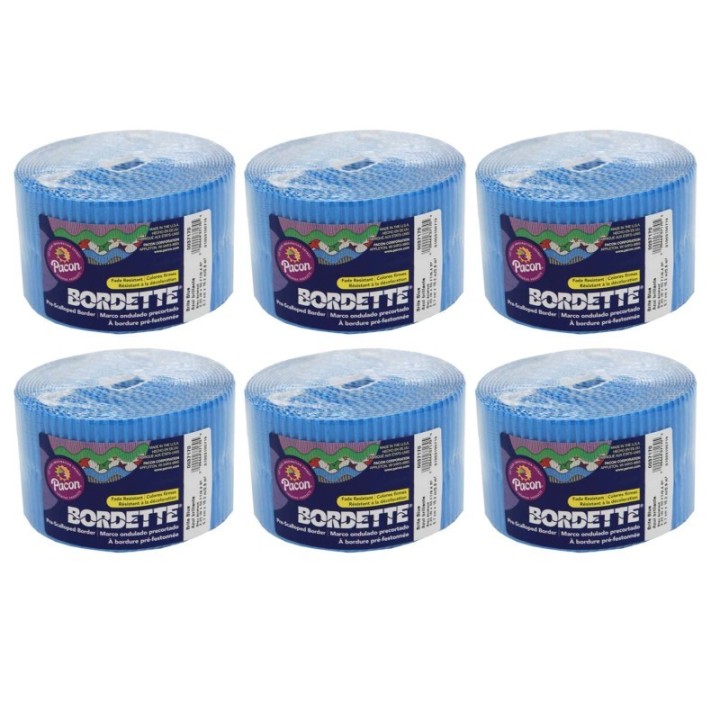 Bordette® Decorative Border, Brite Blue, 2.25" x 50', 6 Rolls