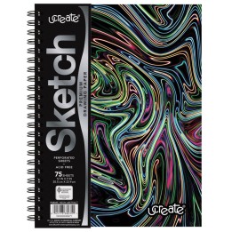 UCreate® Fashion Poly Sketch Book, 9" x 12", 75 Sheets, Neon Abstract Design