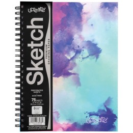 UCreate® Fashion Poly Sketch Book, Watercolor Splash, Unruled, 12" x 9"