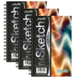 UCreate® Poly Sketch Book, Neon Squiggles, 9" x 6", Pack of 3