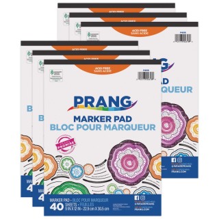 Prang® Marker Pad, White, 9" x 12", 40 Sheets, Pack of 6