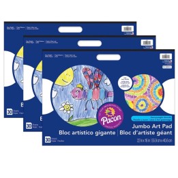 Prang® Jumbo Art Pad, White, 22" x 16", 30 Sheets, Pack of 3
