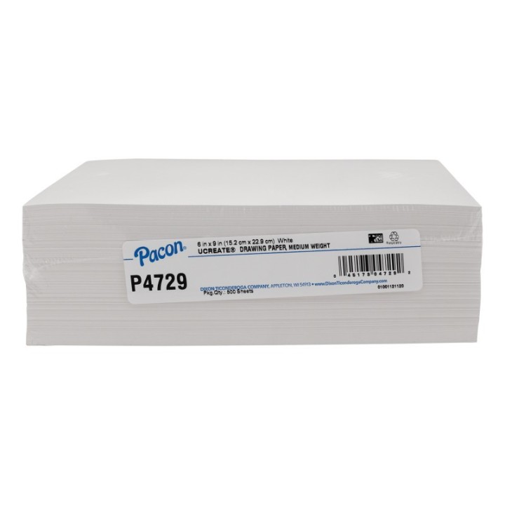 Pacon® Drawing Paper, White, Medium Weight, 50lb., 6" x 9", 500 Sheets