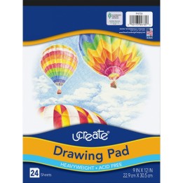 UCreate® Drawing Paper Pad, Heavyweight, 9" x 12", 24 Sheets