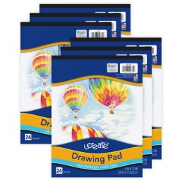 UCreate® Drawing Paper Pad, Heavyweight, 9" x 12", 24 Sheets Per Pad, Pack of 6