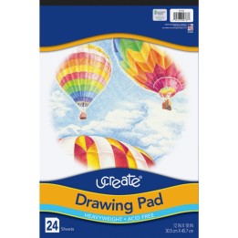 UCreate® Drawing Paper Pad, Heavyweight, 12" x 18", 24 Sheets