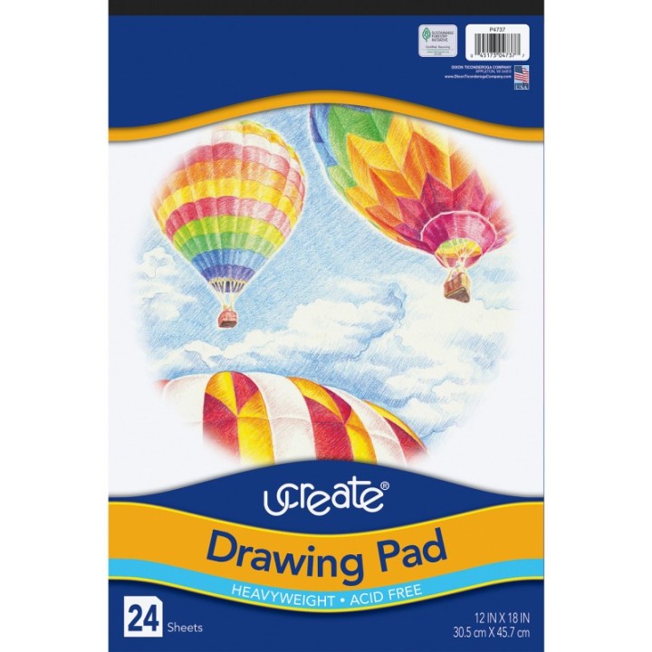 UCreate® Drawing Paper Pad, Heavyweight, 12" x 18", 24 Sheets