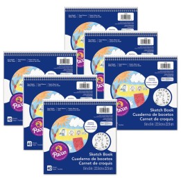 Prang® Sketch Book, White, 9" x 9", 40 Sheets, Pack of 6