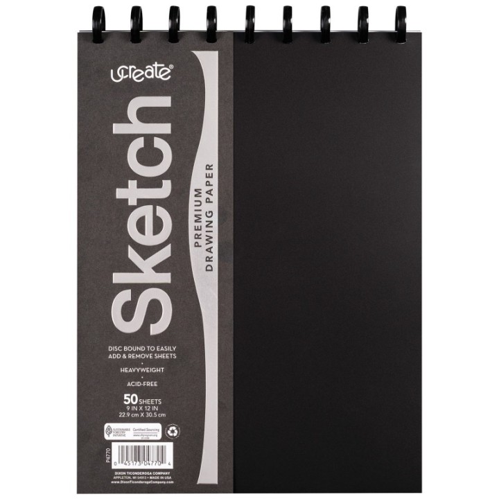 UCreate® Disc Bound Sketch Book, 9" x 12", 50 Sheets