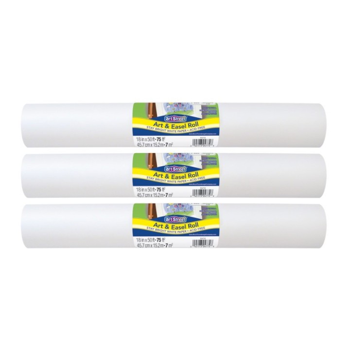 Prang® Art & Easel Roll, White, 18" x 50', 3 Rolls
