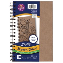 UCreate® Create Your Own Cover Sketch Diary, Natural Chip Cover, 9" x 6", 50 Sheets