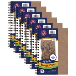 UCreate® Create Your Own Cover Sketch Diary, Natural Chip Cover, 9" x 6", 50 Sheets, Pack of 6
