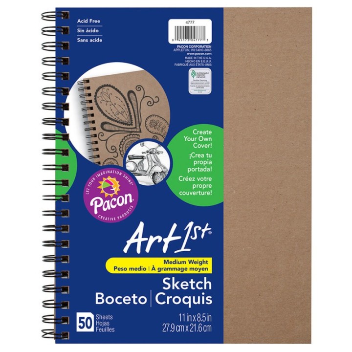 UCreate® Create Your Own Cover Sketch Diary, Natural Chip Cover, 11" x 8-1/2", 50 Sheets