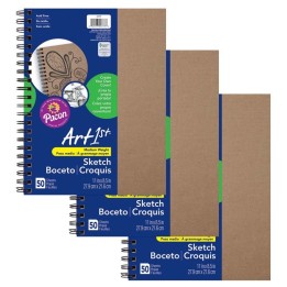 UCreate® Create Your Own Cover Sketch Diary, Natural Chip Cover, 11" x 8-1/2", 50 Sheets, Pack of 3