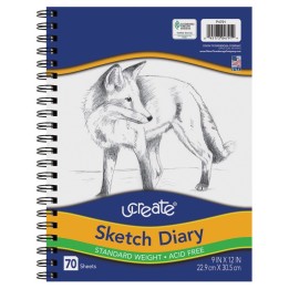 UCreate® Sketch Diary, Standard Weight, 12" x 9", 70 Sheets