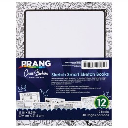 Prang® Sketch Smart Sketch Book, White, 11" x 8.5", 40 Sheets, Pack of 12