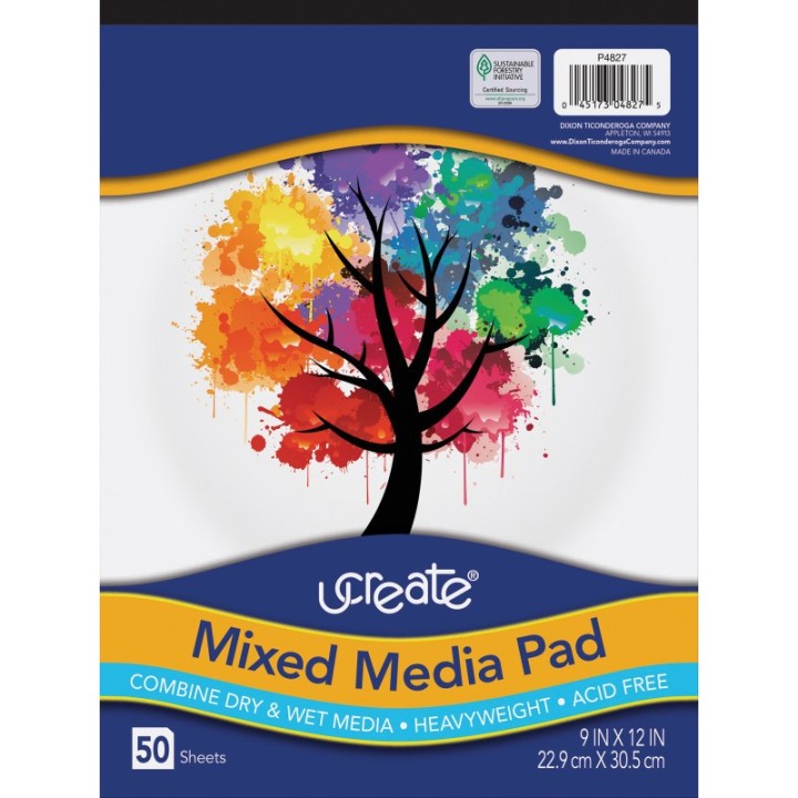 UCreate® Mixed Media Pad, 9" x 12", 50 Sheets
