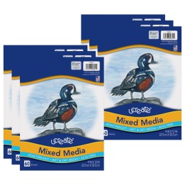 UCreate® Mixed Media Art Paper, Heavyweight, 9" x 12", 60 Sheets Per Pack, 6 Packs