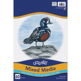 UCreate® Mixed Media Art Paper, Heavyweight, 12" x 18", 60 Sheets