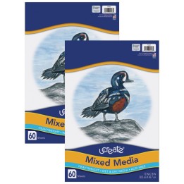 UCreate® Mixed Media Art Paper, Heavyweight, 12" x 18", 60 Sheets Per Pack, 2 Packs