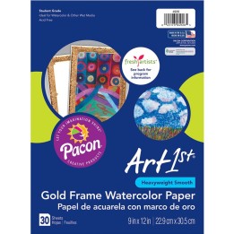 UCreate® Watercolor Paper, Gold Frame, 9" x 12", 30 Sheets
