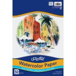 UCreate® Watercolor Paper, White, 90lb., 12" x 18", 50 Sheets