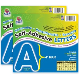 Pacon® Self-Adhesive Letters, Blue, Puffy Font, 4", 78 Characters Per Pack, 2 Packs
