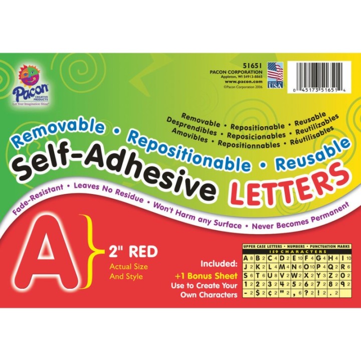 Pacon® Self-Adhesive Letters, Red, Puffy Font, 2", 159 Characters