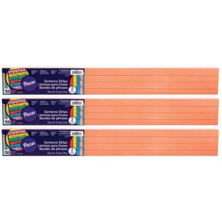 Pacon® Sentence Strips, 5 Assorted Colors, 1-1/2" Ruled, 3" x 24", 100 Strips Per Pack, 3 Packs