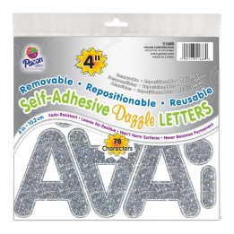 Pacon® Self-Adhesive Letters, Silver Dazzle, Puffy Font, 4", 78 Characters