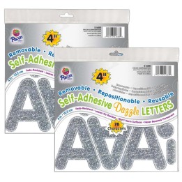 Pacon® Self-Adhesive Letters, Silver Dazzle, Puffy Font, 4", 78 Per Pack, 2 Packs