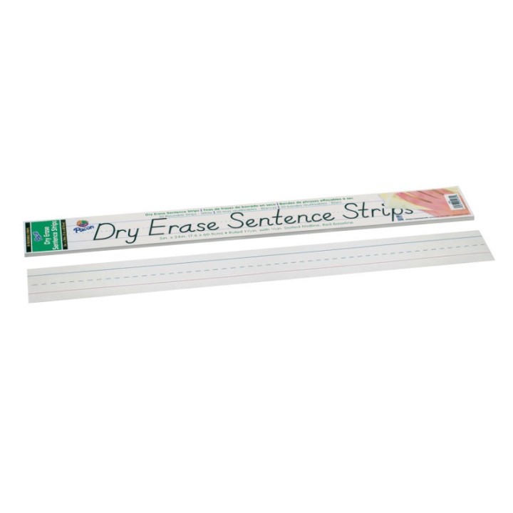 Pacon® Dry Erase Sentence Strips, White, 1-1/2" X 3/4" Ruled, 3" x 24", 30 Strips
