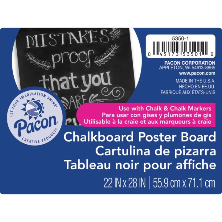 UCreate® Premium Chalkboard Poster Board, Black, 22" x 28", 25 Sheets