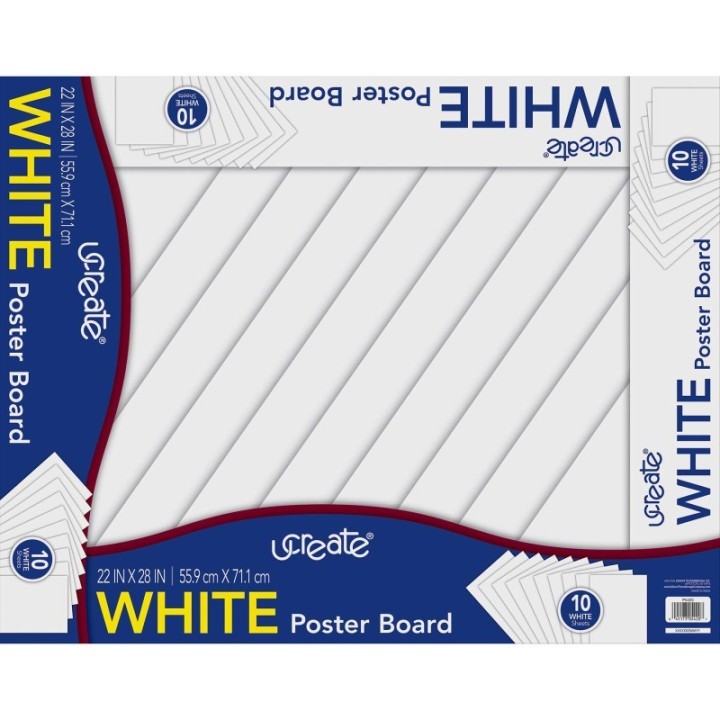 UCreate® Poster Board, White, 22" x 28", 10 Sheets